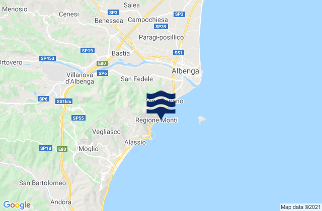 Carte des horaires des marées pour San Fedele-Lusignano, Italy