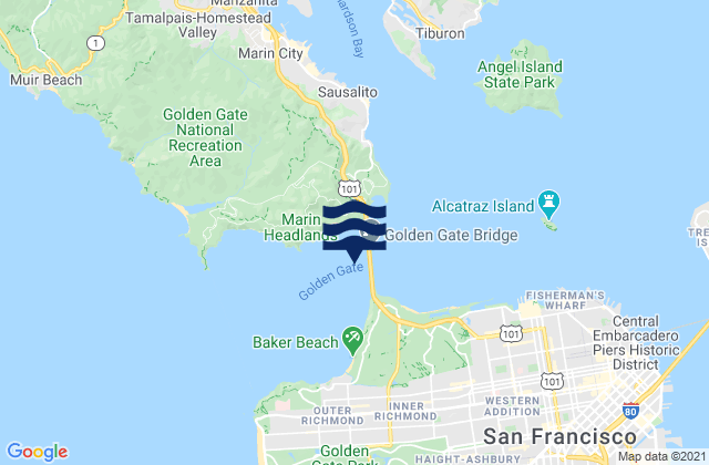 Carte des horaires des marées pour San Francisco Bay Entrance (Golden Gate), United States