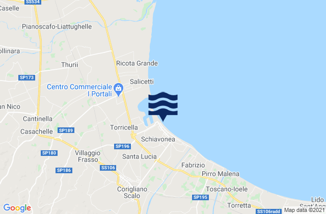 Carte des horaires des marées pour San Giorgio Albanese, Italy