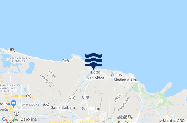 Carte des horaires des marées pour San Isidro, Puerto Rico