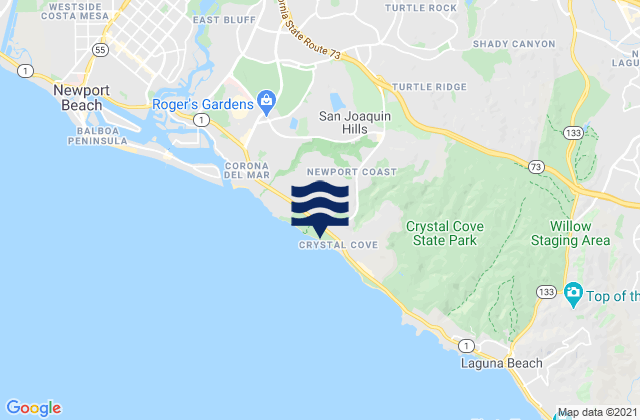 Carte des horaires des marées pour San Joaquin Hills, United States