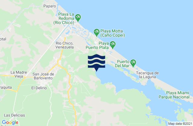 Carte des horaires des marées pour San José de Barlovento, Venezuela