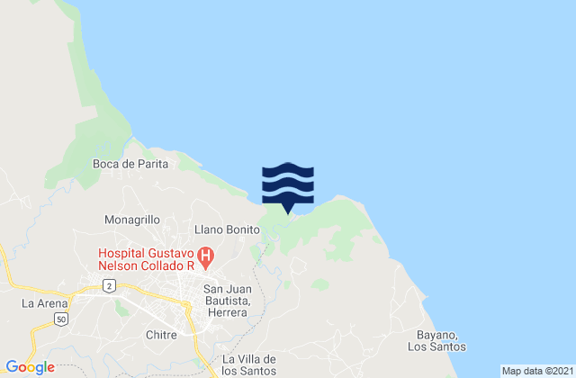 Carte des horaires des marées pour San Juan Bautista, Panama