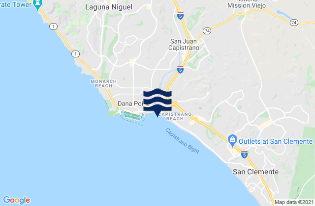 Carte des horaires des marées pour San Juan Capistrano, United States
