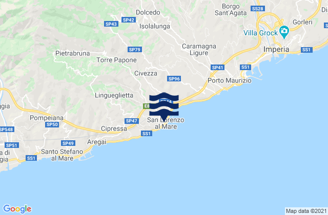 Carte des horaires des marées pour San Lorenzo al Mare, Italy