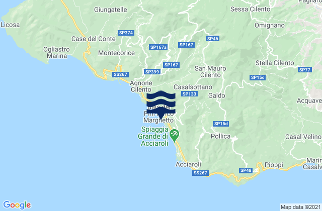 Carte des horaires des marées pour San Mauro Cilento, Italy