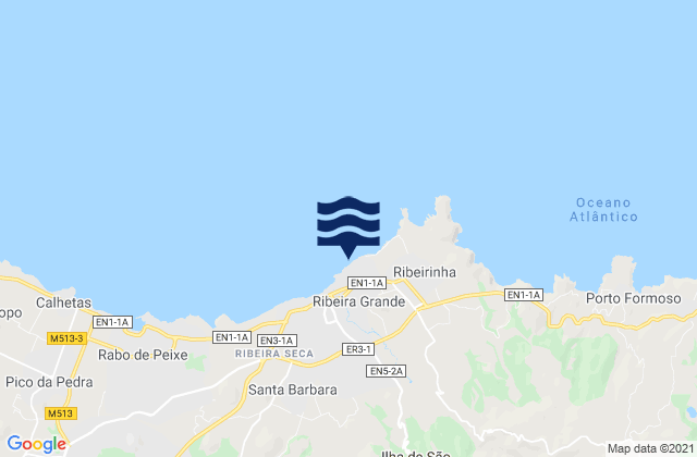 Carte des horaires des marées pour San Miguel - Ribeira Grande, Portugal