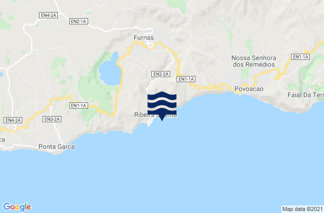 Carte des horaires des marées pour San Miguel - Ribeira Quente, Portugal