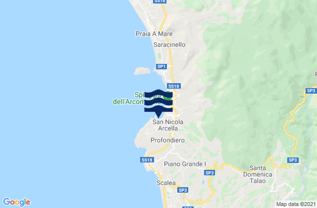 Carte des horaires des marées pour San Nicola Arcella, Italy