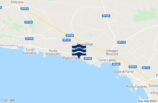 Carte des horaires des marées pour San Pancrazio Salentino, Italy