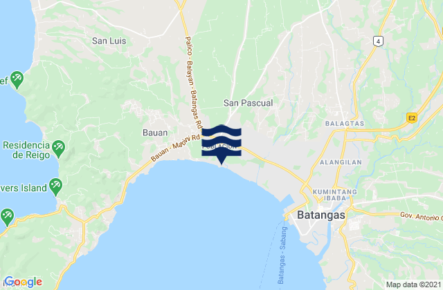 Carte des horaires des marées pour San Pascual, Philippines