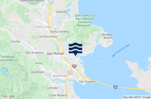 Carte des horaires des marées pour San Rafael, United States