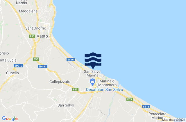 Carte des horaires des marées pour San Salvo Marina, Italy