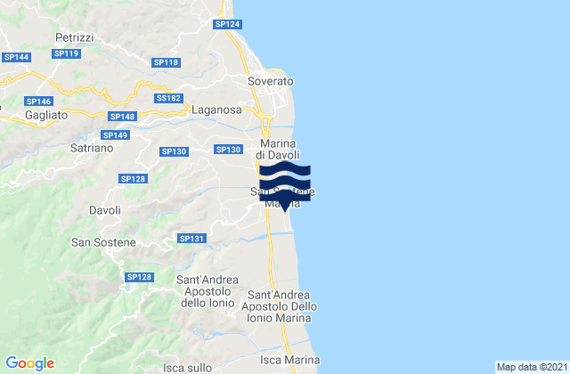 Carte des horaires des marées pour San Sostene, Italy