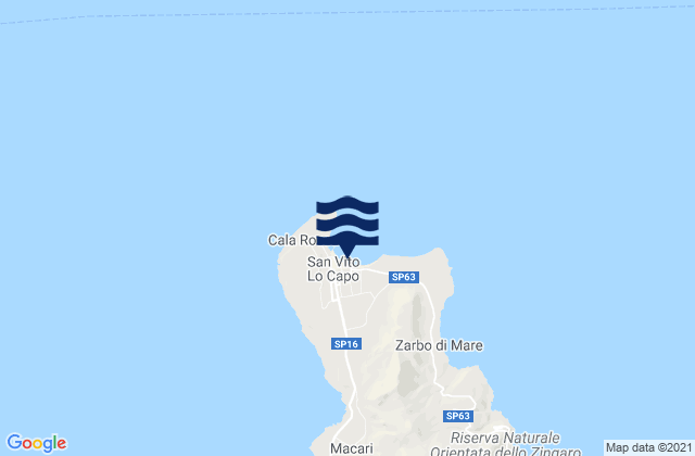 Carte des horaires des marées pour San Vito Lo Capo, Italy
