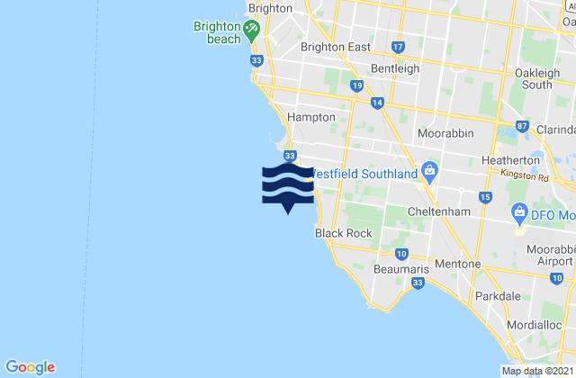 Carte des horaires des marées pour Sandringham, Australia