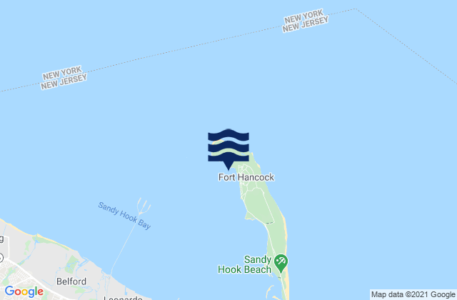 Carte des horaires des marées pour Sandy Hook (fort Hancock), United States