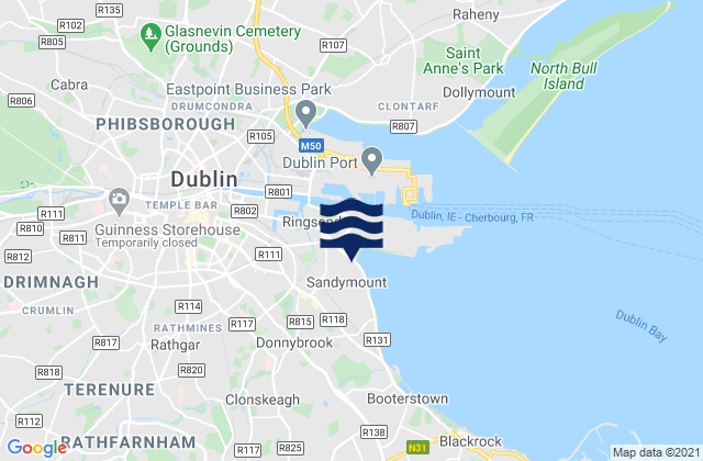 Carte des horaires des marées pour Sandy Mouth, Ireland