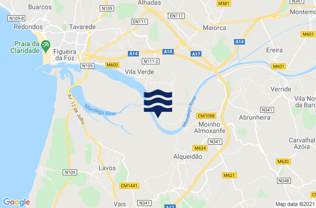 Carte des horaires des marées pour Sanguessuga, Portugal