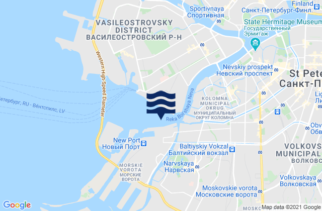 Carte des horaires des marées pour Sankt-Peterburg, Russia