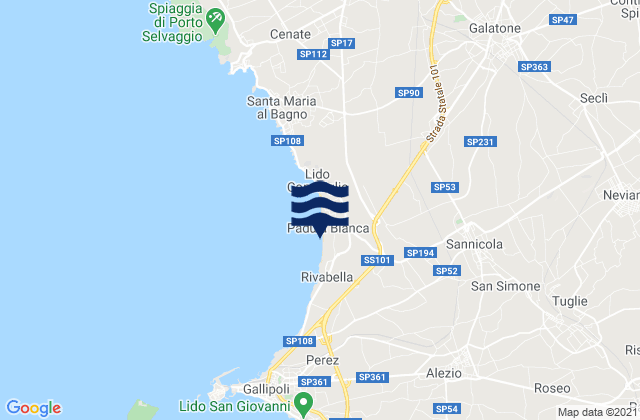 Carte des horaires des marées pour Sannicola, Italy