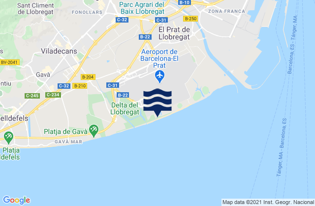 Carte des horaires des marées pour Sant Feliu de Llobregat, Spain