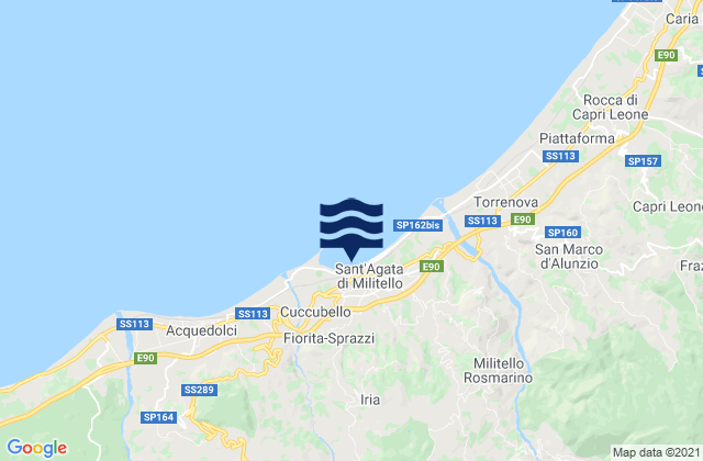 Carte des horaires des marées pour Sant'Agata di Militello, Italy
