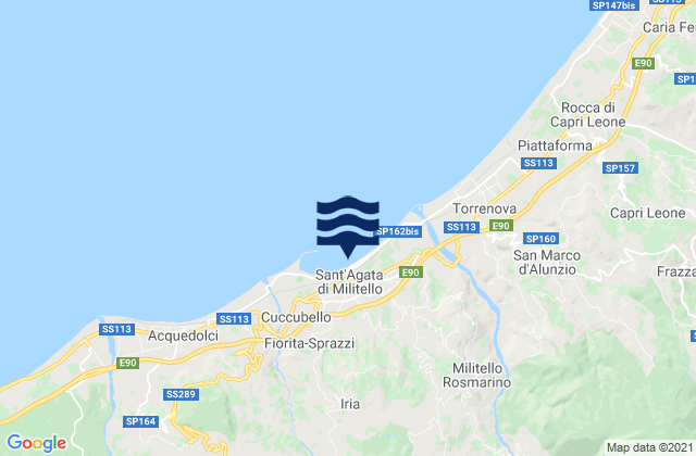 Carte des horaires des marées pour Sant'Agata di Militello, Italy