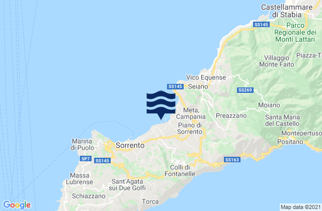 Carte des horaires des marées pour Sant'Agnello, Italy