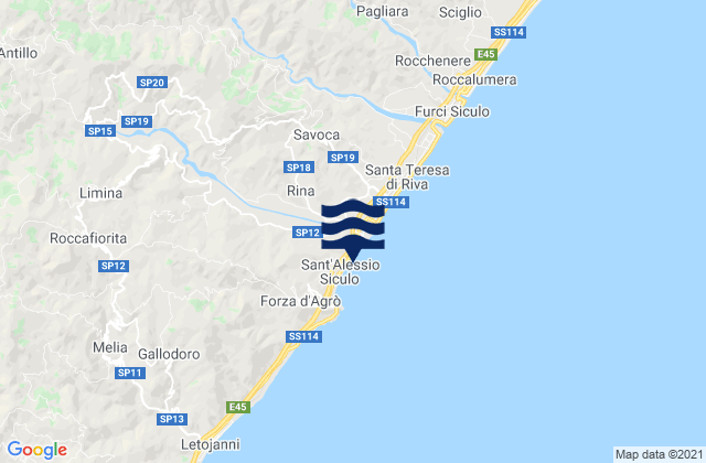 Carte des horaires des marées pour Sant'Alessio Siculo, Italy