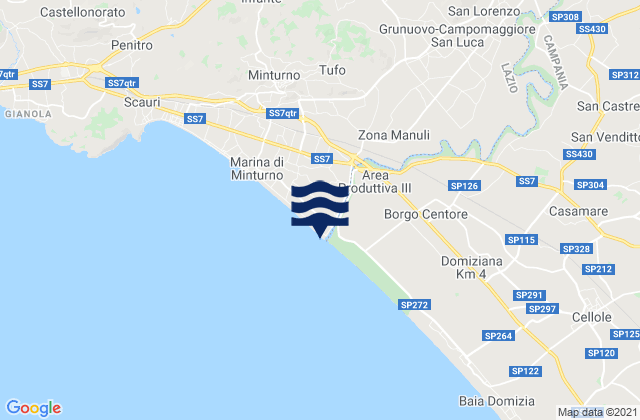 Carte des horaires des marées pour Sant'Ambrogio sul Garigliano, Italy