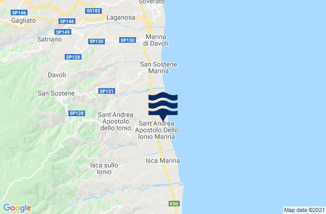 Carte des horaires des marées pour Sant'Andrea Apostolo dello Ionio, Italy