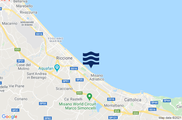 Carte des horaires des marées pour Sant'Andrea in Casale, Italy