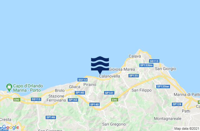 Carte des horaires des marées pour Sant'Angelo di Brolo, Italy