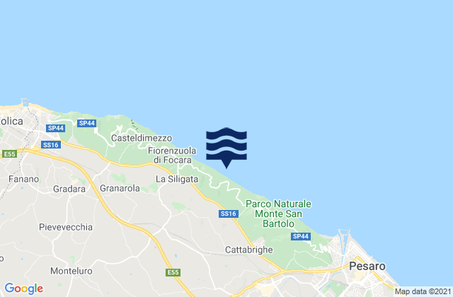 Carte des horaires des marées pour Sant'Angelo in Lizzola, Italy