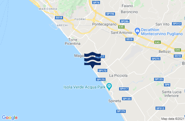 Carte des horaires des marées pour Sant'Antonio, Italy