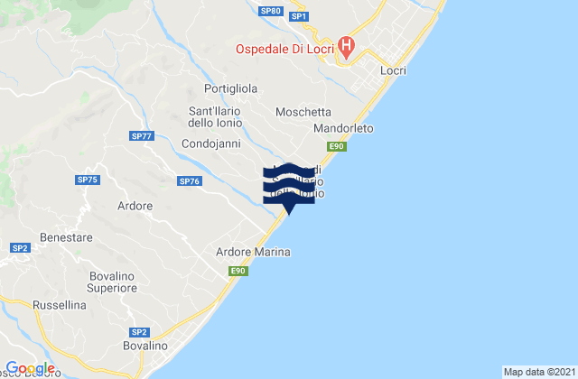 Carte des horaires des marées pour Sant'Ilario dello Ionio, Italy