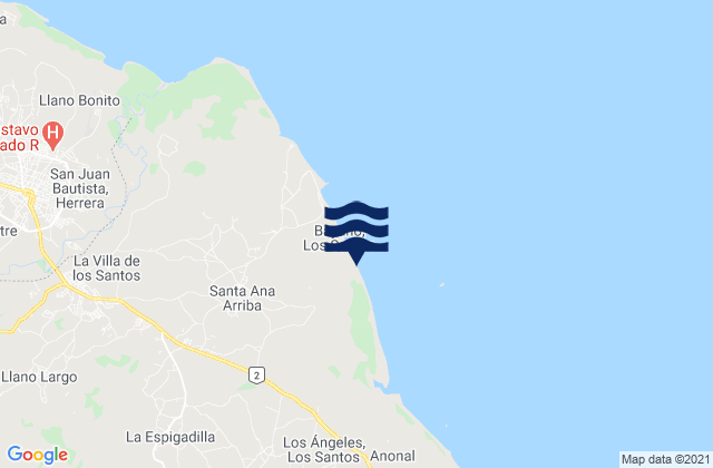 Carte des horaires des marées pour Santa Ana Arriba, Panama