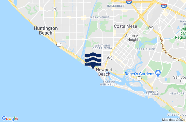 Carte des horaires des marées pour Santa Ana, United States