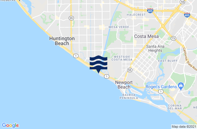 Carte des horaires des marées pour Santa Ana River Entrance (Inside), United States
