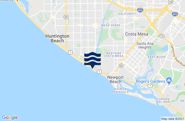 Carte des horaires des marées pour Santa Ana River Jetties, United States
