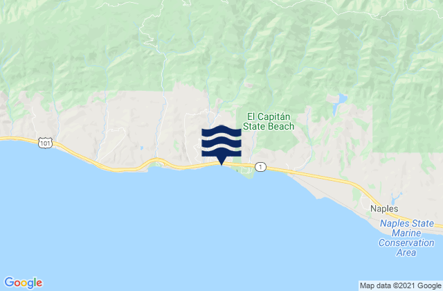 Carte des horaires des marées pour Santa Barbara County, United States