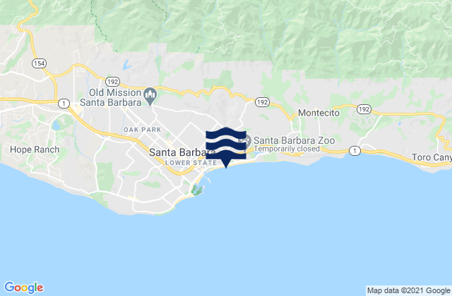 Carte des horaires des marées pour Santa Barbara East Beach, United States