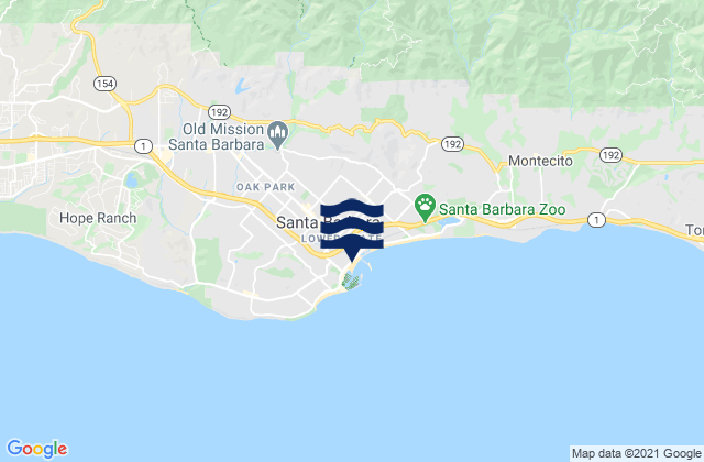 Carte des horaires des marées pour Santa Barbara, United States