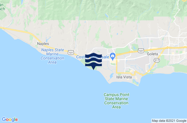 Carte des horaires des marées pour Santa Barbara Shores County Park, United States