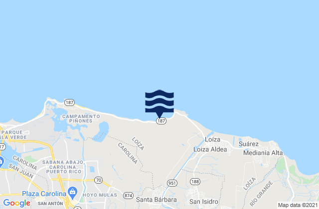 Carte des horaires des marées pour Santa Barbara, Puerto Rico