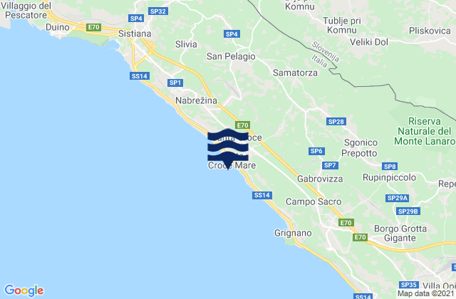 Carte des horaires des marées pour Santa Croce, Italy