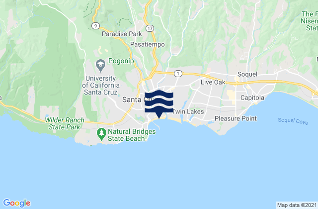 Carte des horaires des marées pour Santa Cruz Beach, United States