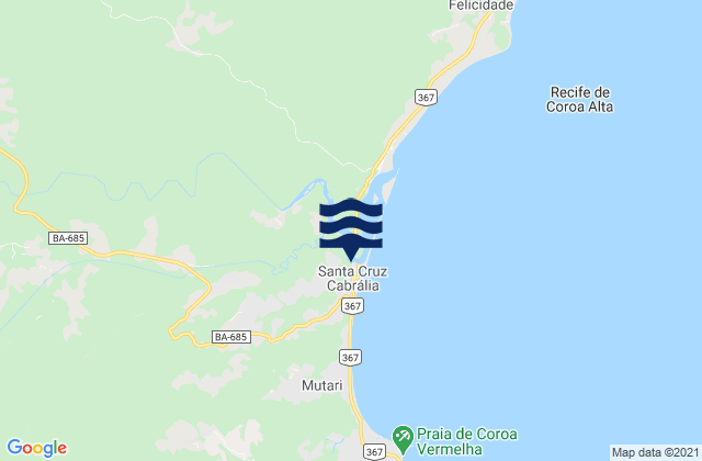 Carte des horaires des marées pour Santa Cruz Cabrália, Brazil
