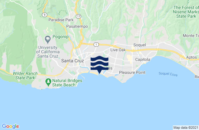 Carte des horaires des marées pour Santa Cruz Harbour, United States
